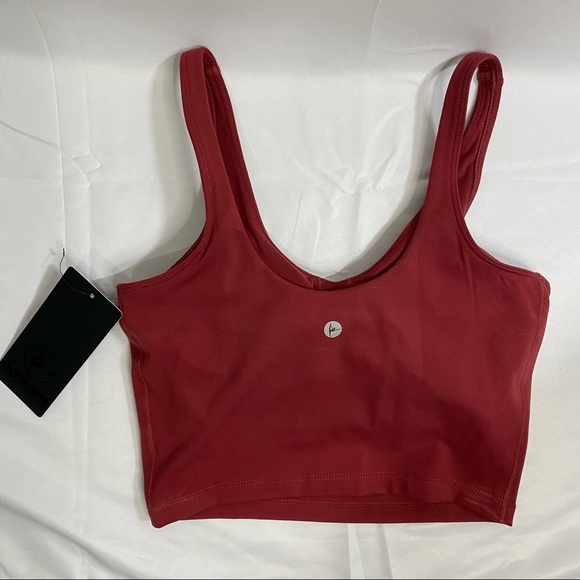 Longline Bra/Cropped Tank. Flexform Athletic Top in Raspbery Red. 90° by Reflex - Picture 7 of 13